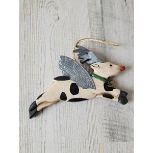 Cow Rudolph reindeer bell ornament Xmas decor
